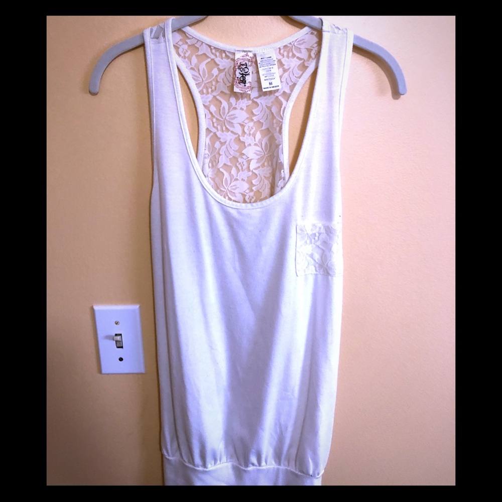 White tank top with all lace back
